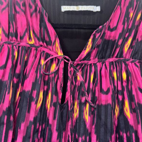 Marie Oliver Silk Top- 100% Silk Boho Print Blouse - Picture 6 of 15